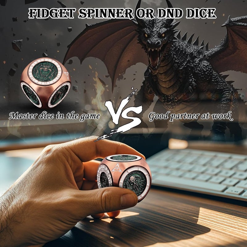 Haxtec Spinner Dice 7-in-1 Metal DND Dice Set Unique Dice DND Gifts Spinner Goblins Metal D&D Die Compatible with Dungeons and Dragons - Image 4